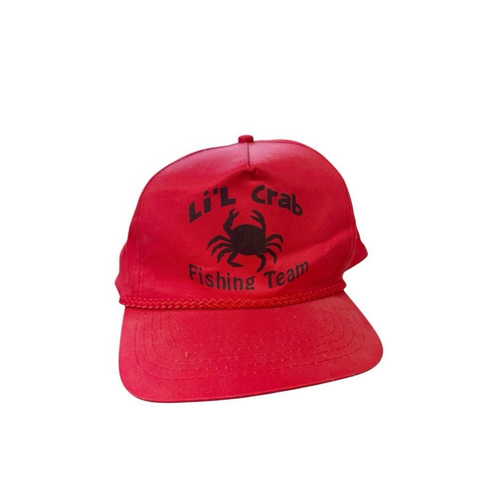 Vintage Luna Basics Lil Crab Fishing Team‎ Red Rope Hat Baseball Cap One Size